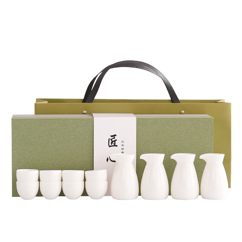 胖东来同款陶瓷酒具白酒杯套装分酒器中式礼盒古风家用白酒分酒壶 3壶6杯(万里山河)