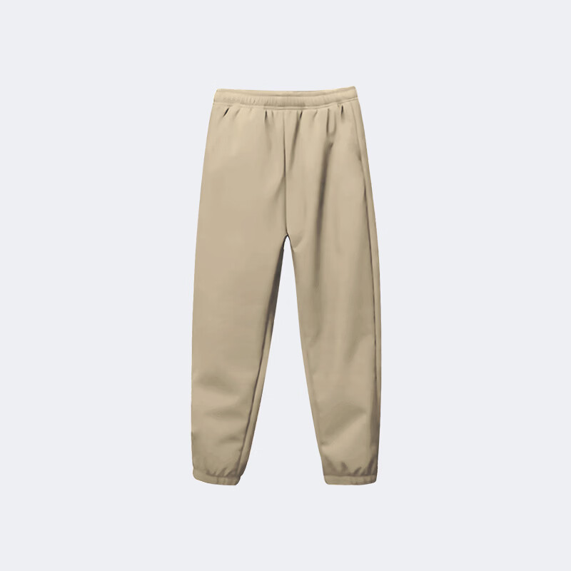 大嘴猴(paul frank)童装加绒裤女孩秋冬保暖2025款男孩酷帅宽松中大童舒适潮流软壳裤 卡其色 120