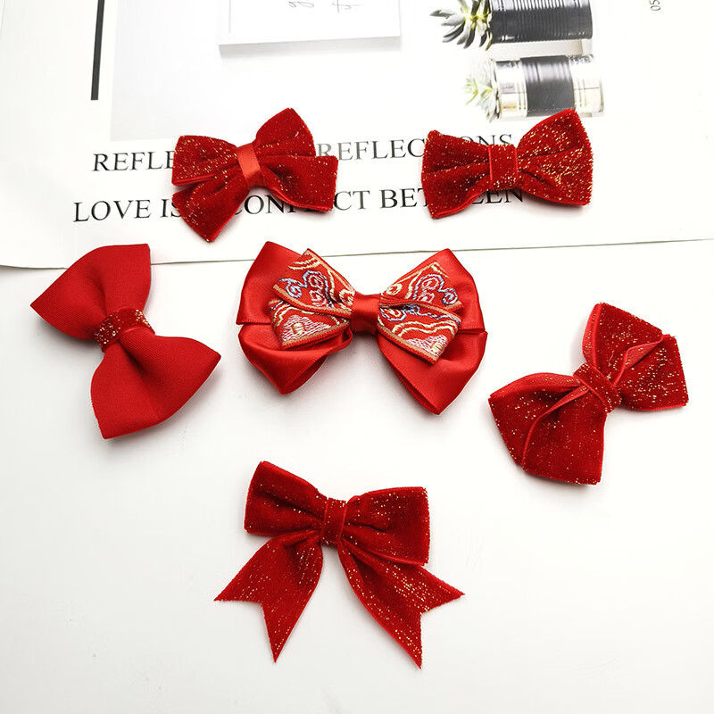 【严选】新款圣诞新年系列布艺貂毛蝴蝶结儿童头饰配件diy服装包 1