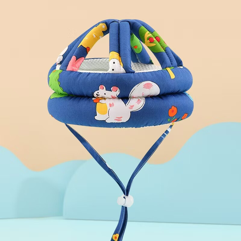 婴儿学步护头防摔帽宝宝学走路头部保护垫儿童防撞枕神器夏季透气 藏青袋鼠（搭扣款）