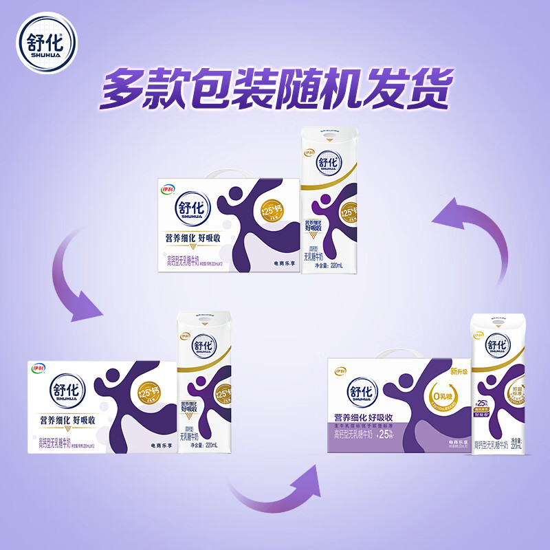 舒化零乳糖牛奶整箱 高钙牛奶220ml*12盒 无乳糖舒化奶 礼盒装
