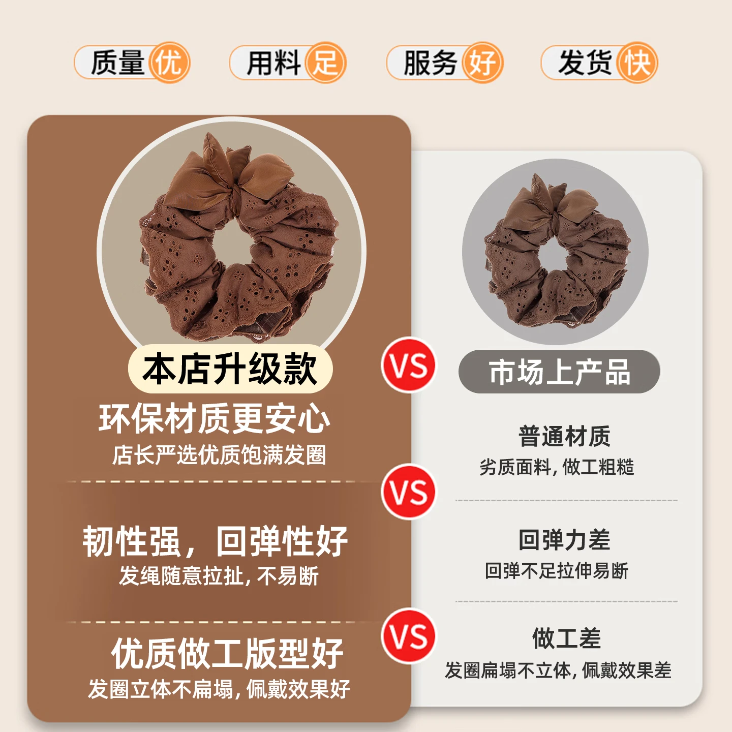 【甄选直发】韩系蝴蝶结发圈女扎头发丸子头高级感头花复古多层蕾 1#咖色充棉蝴蝶结-约15cm