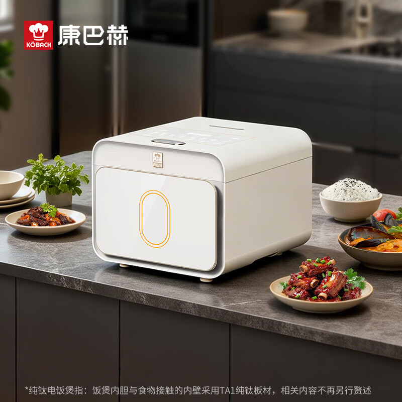 康巴赫纯钛板材内胆电饭煲0氟涂层煮粥锅智能电饭锅多功能电饭锅电器煮粥锅家用不粘煮Pura京东专供c Pura（金标版） 4L 京东折扣/优惠券