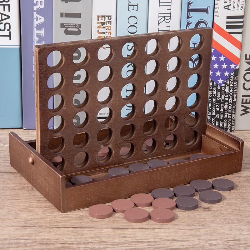 矮油物趣 【木制立体四子棋】趣味立体四子桌面游戏亲子互动儿童益智玩具 木质立体四子棋