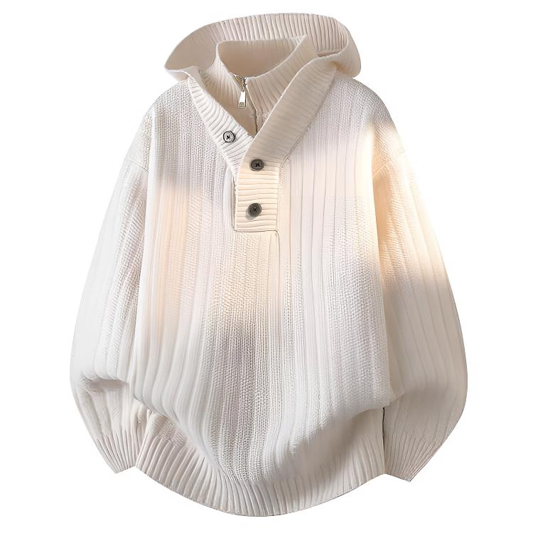 连帽加厚毛衣男士秋冬季假两件设计感上衣慵懒风针织衫打底衫男f 白色 XL 【建议130-145斤】