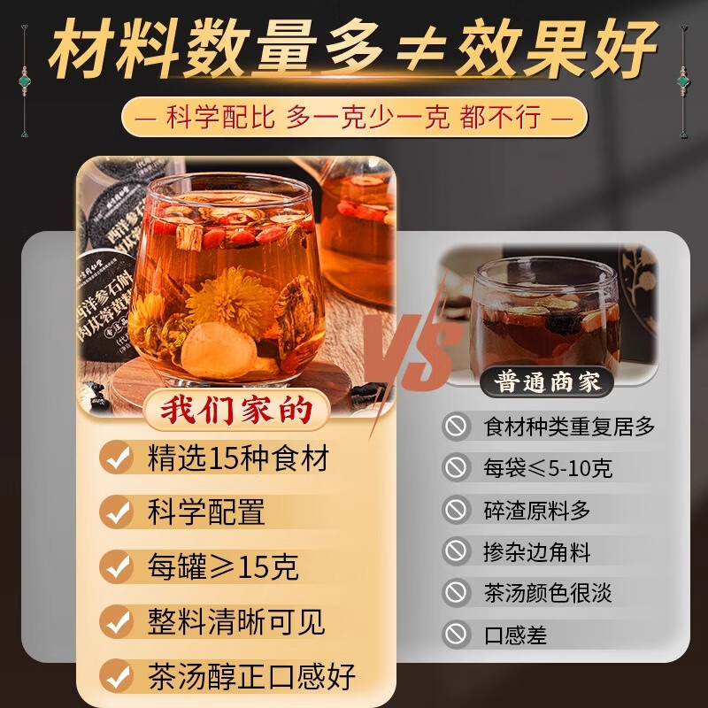 南京同仁堂西洋参石斛肉苁蓉黄精茶 正品十五宝茶 男士滋补养生茶肾强玛咖 15个*2盒 【男性滋补】调理装