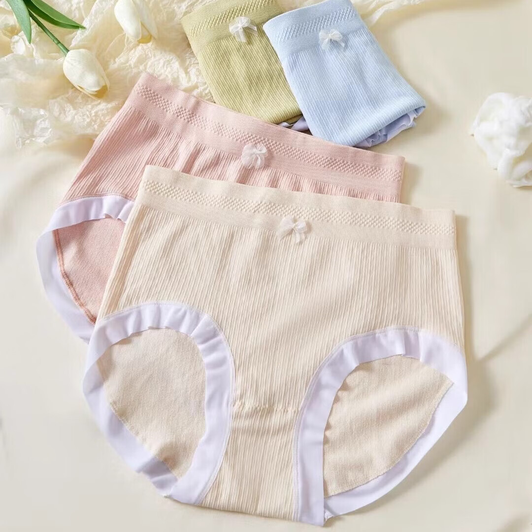 雅鹿女士中腰内裤针织高弹三角裤甜美蝴蝶结纯色抑菌薄款清新学生底裤 随机色 5条 L 【建议90-130斤】