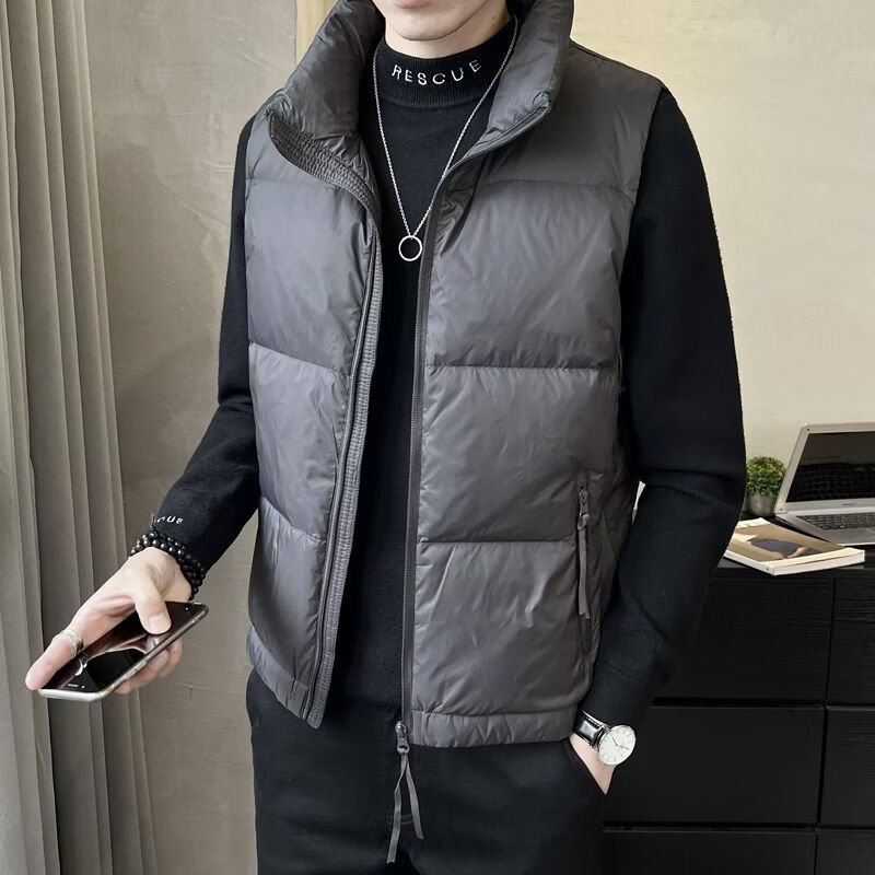 波司登冰洁2025冬季款短款立领羽绒马夹潮男纯色轻薄保暖外套马甲 黑色 L(90-110斤)