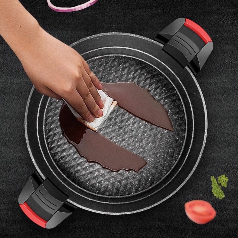 梅特德菲无涂层纯钛锅不粘锅平底锅电子锅微压锅插电炒锅蒸锅炖煮涮火锅烤肉多功能锅烙饼炒宿舍家用菜电锅 30厘米6升容量（礼品全送）