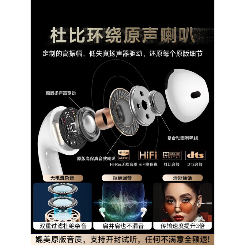 华强北爆款【直营正品丨降噪Air4代】 华强北蓝牙耳机真Air4无线耳机ANC降噪半入耳式iPhone17/16Pods 原版正装全功能顶配版 主动降噪+空间音频+头部追踪