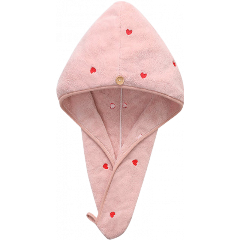 毛毛雨儿童干发帽女童宝宝专用吸水速干浴帽洗头加厚包头巾 【7A_A类认证】甜粉色-红爱心