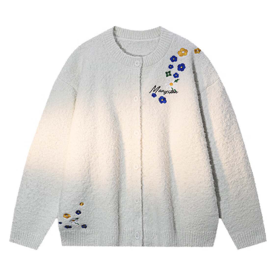 MANYSTON美式针织开衫毛衣男款春秋季潮牌宽松情侣装休闲长袖外套 杏色 S