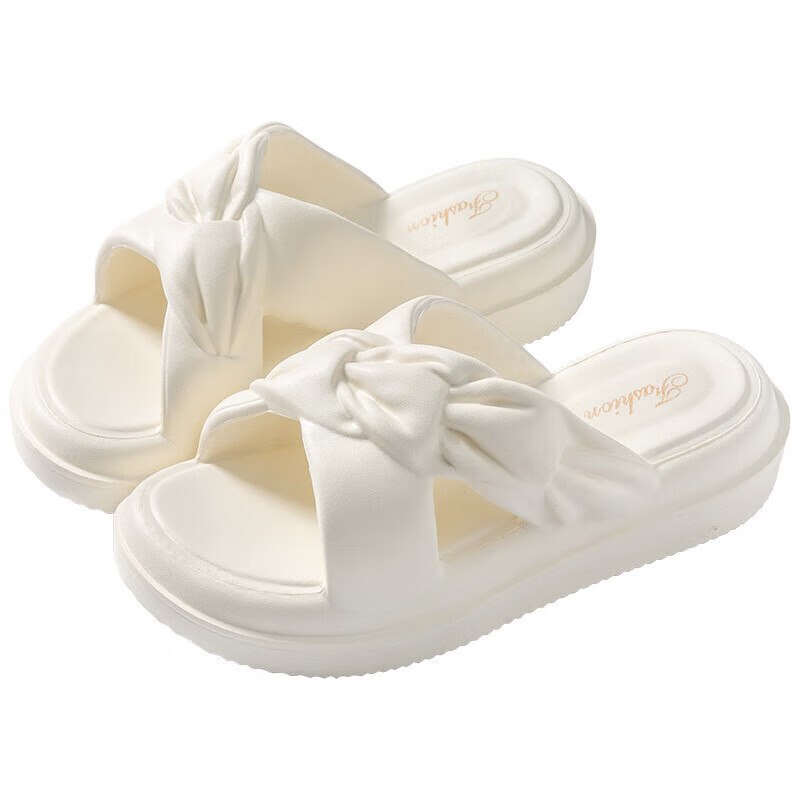 叶余【优选百货】凉拖鞋女士夏季2025新款轻奢外穿厚底增高防滑踩屎感 白色 35-36