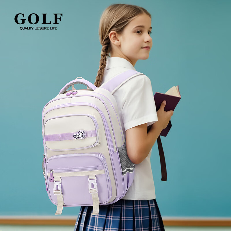 高尔夫(GOLF)双肩包男女百搭背包女休闲旅行学生书包防泼水出游背包【Q】 款式12-紫色