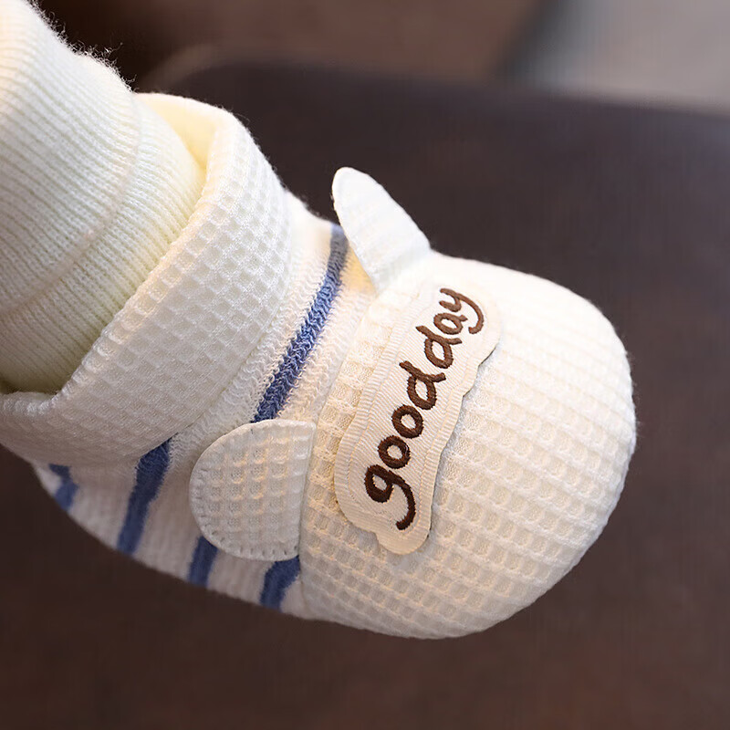 爱婴树婴儿鞋子秋冬季0-1岁学步鞋6-12个月新生男女宝宝棉鞋袜脚套软底 海军黑（棉布内里） 内长13cm（适合0-12个月）