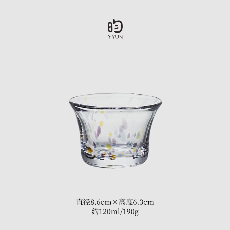 昀yyun手工杯子玻璃杯水杯咖啡杯耐热茶杯波点杯清酒杯 玻璃杯120ml