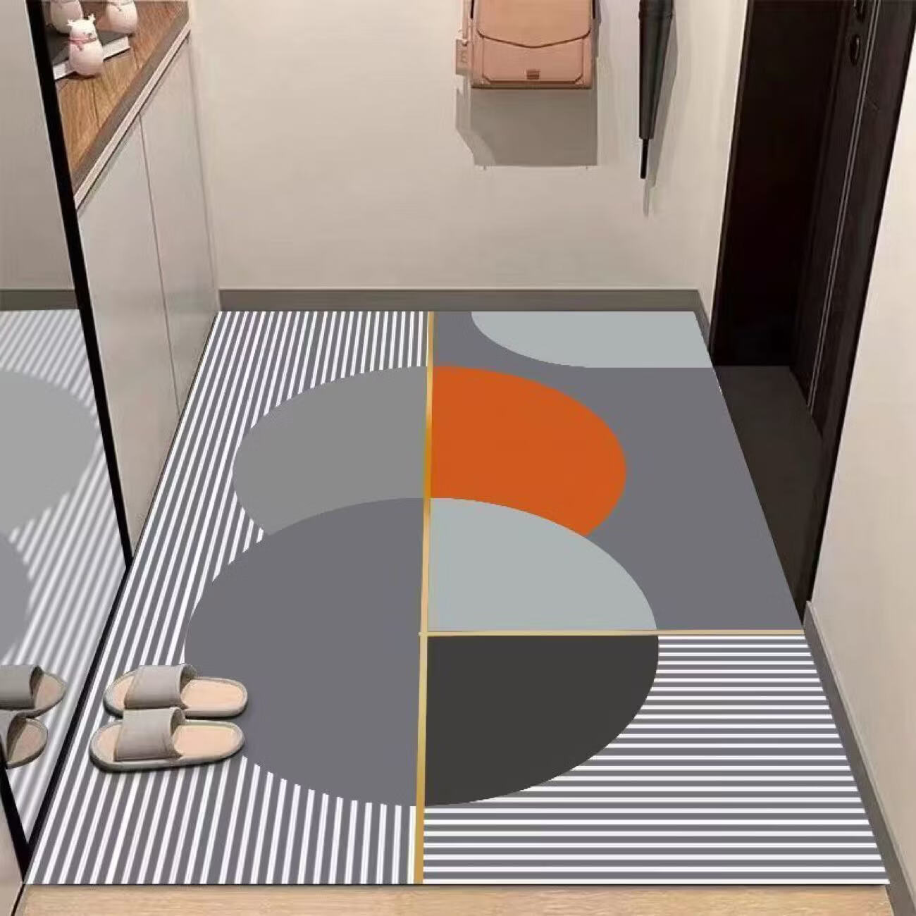 可爱典（Keaidian）地垫门口入户门地垫硅藻泥吸水加厚满铺防滑垫家用厨房浴室脚踩垫 现代05+不分横竖版，摆放方向不同 120*160cm（防滑硅藻泥）