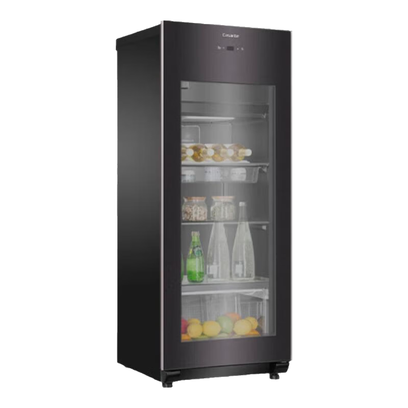 卡薩帝(Casarte)冰吧家用辦公室客廳家用冰吧風(fēng)冷無霜一級能效小冰箱紅酒冷藏柜飲料茶葉柜水果保鮮柜展示柜嵌入式 曜石黑|雙溫區(qū)|帶冷凍室|核膜保濕|166L