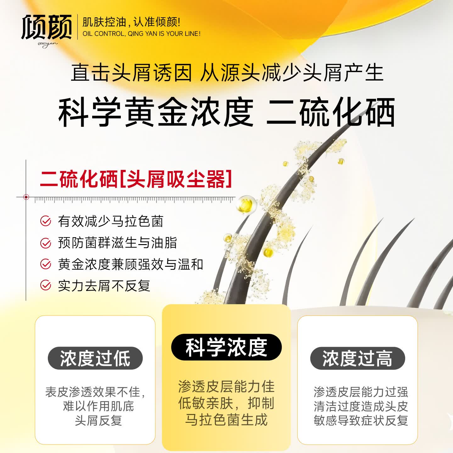 倾颜二硫化硒洗发水去屑止痒头皮毛囊头去油除螨虫蓬松净爽男士护发 拍1发2【到手两瓶】200ml*2