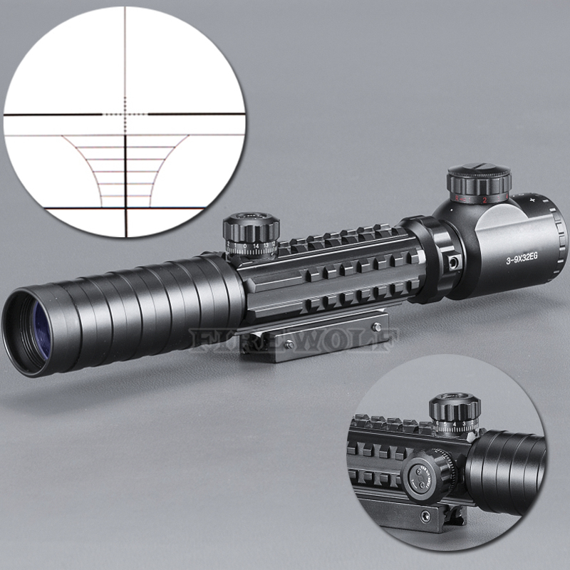 火狼 高清抗震瞄准器红外线激光一体瞄十字船型分化全息夜视瞄准器镜变倍瞄准镜三合一瞄 观鸟寻鸟镜 3-9X32鱼骨瞄 20mm