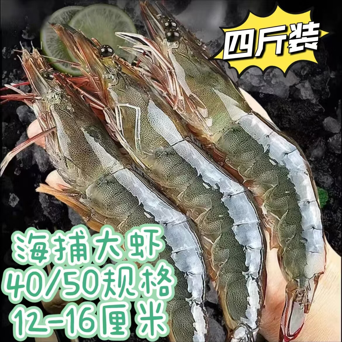 江七公特大白虾新鲜海捕 厄瓜多尔白虾 海鲜冷冻带冰保鲜  四斤装 四斤装大号白虾【12-16厘米】