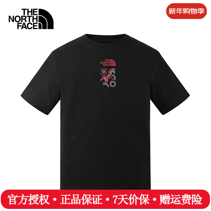 The North Face北面马年短袖T恤男女同款25秋冬新款户外运动休闲宽松透气8DQW JK3/宇宙黑 M /170/92A(女生建议拍小一码)