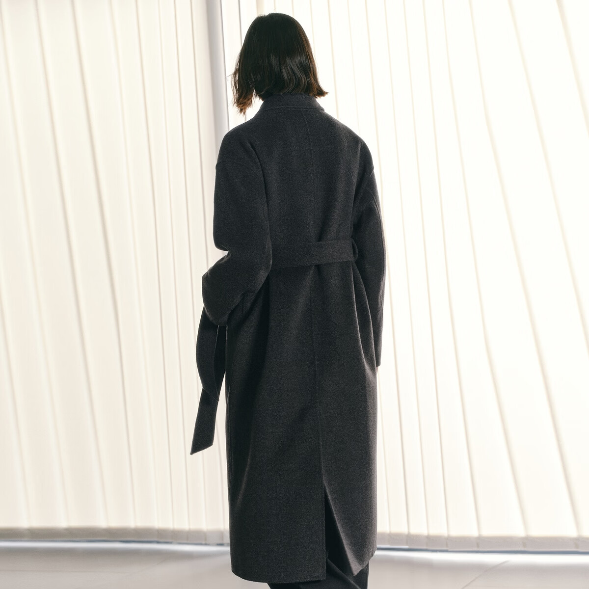 太平鸟大师甄绒甄毛系列新中式优雅双面呢大衣冬季毛呢外套合集 经典双面呢大衣灰色 常规 M