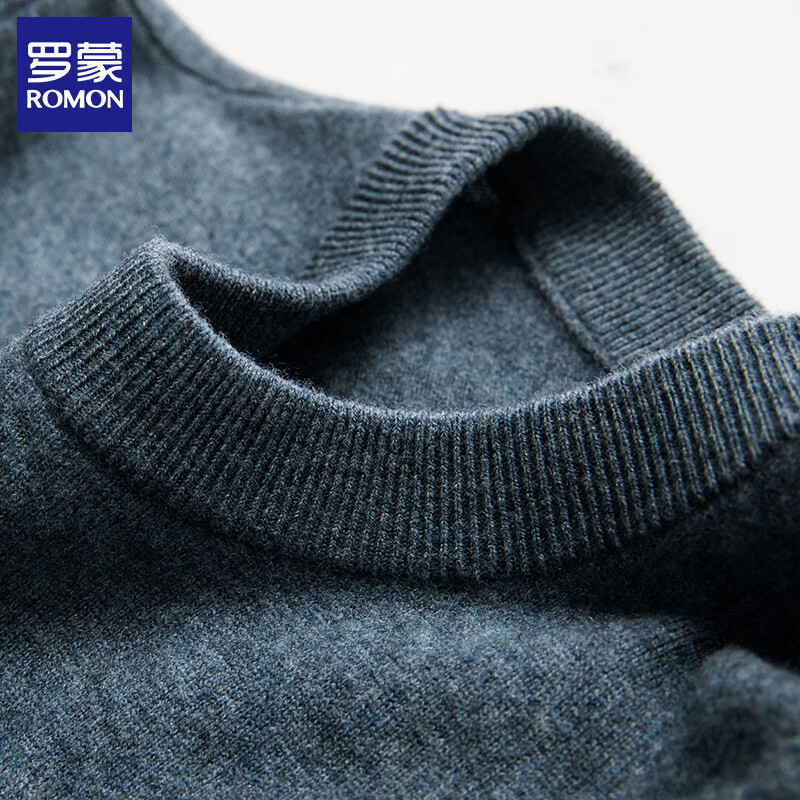 罗蒙（ROMON）【100%羊毛】羊毛衫男圆领2025秋冬季新款保暖针织毛衣打底衫男装 黑色 XL (建议体重140-155斤)