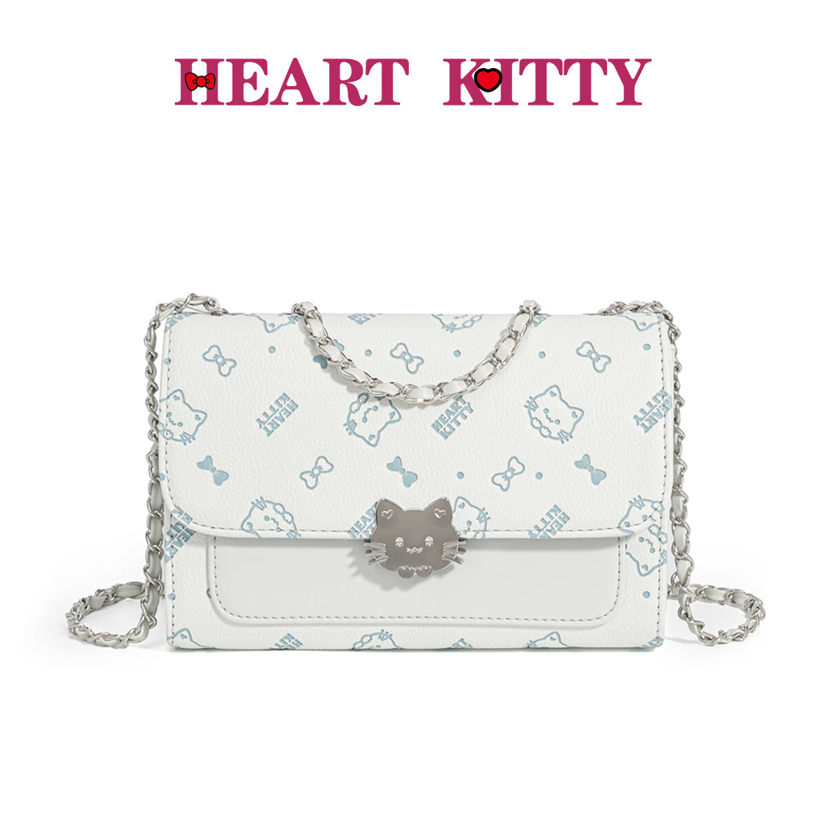 HEART KITTY生日礼物包女包可爱链条包包女式新款单肩斜挎包女卡通精致小方包 6601压花蓝