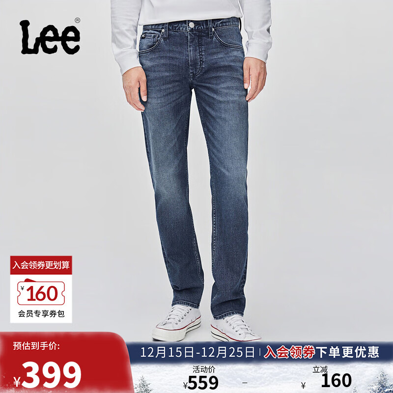 Lee25秋冬新723修身中腰直筒五袋款深蓝色男牛仔裤 深蓝色  36 
