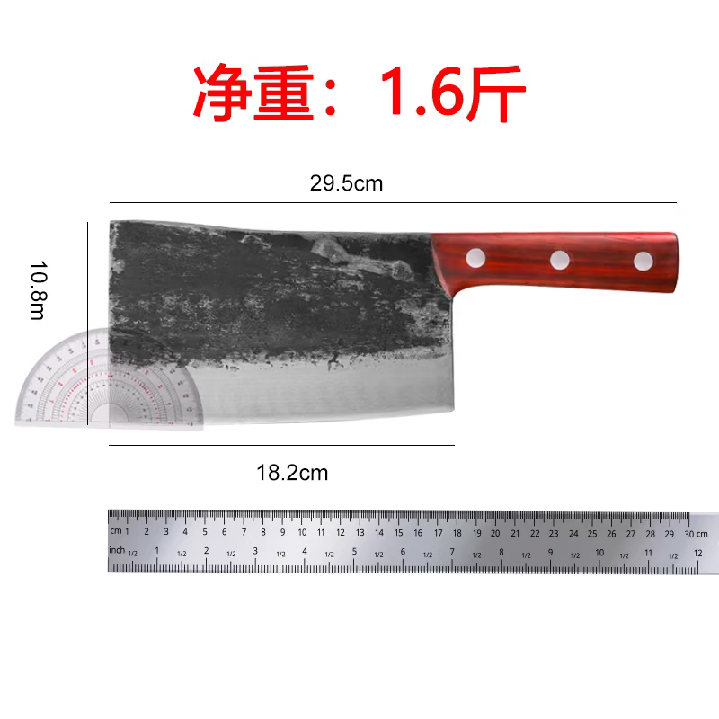 手工锻打砍骨刀商用斩骨刀斩骨头专用刀屠夫卖肉专用刀家用剁骨刀 【约3.5斤-肉摊档商用】平头斩骨刀