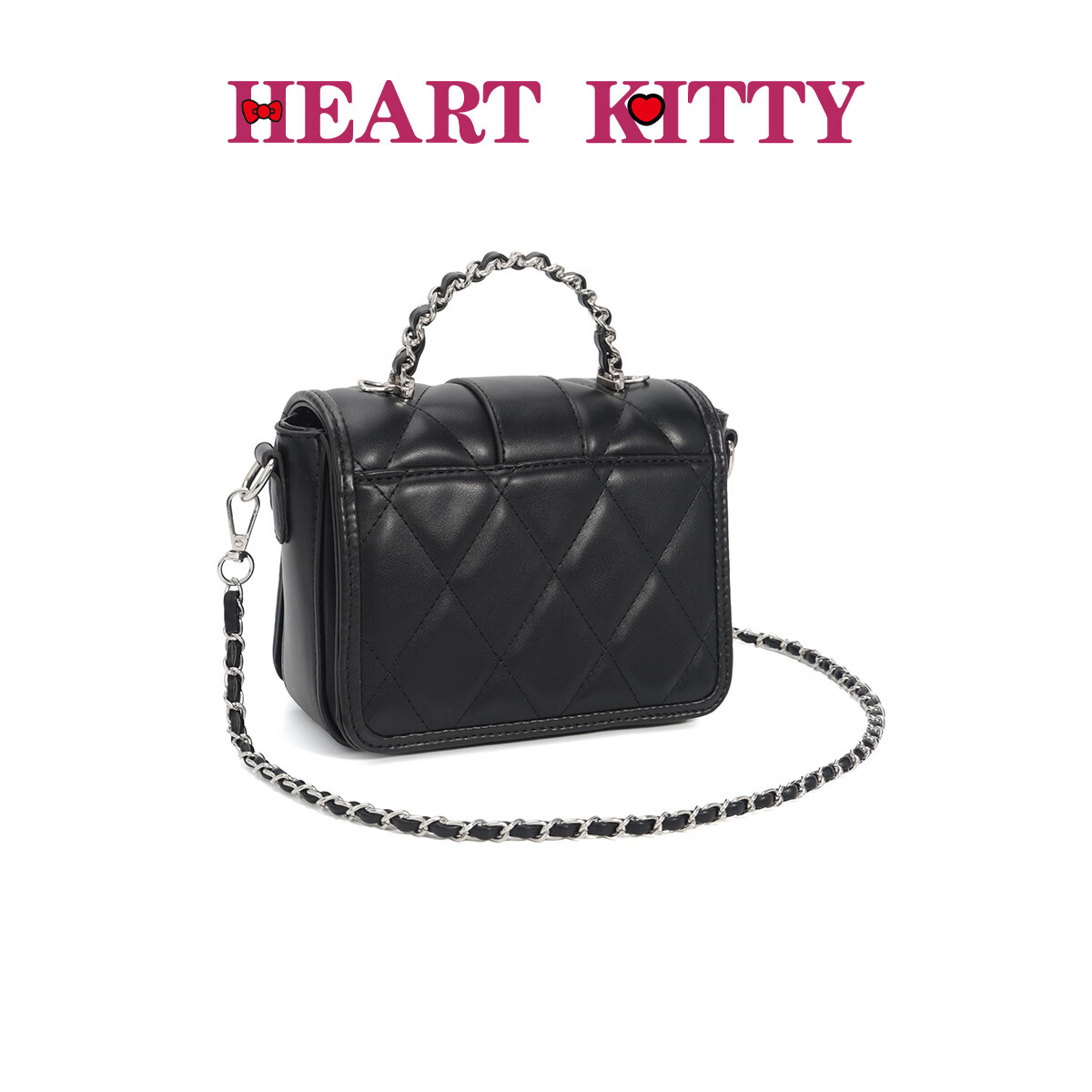 HEART KITTY高颜值小方包女士高级感斜挎包小香风手提单肩链条包包生日礼物包 6603黑色