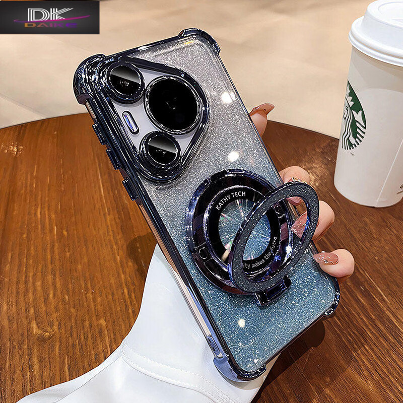 呆壳【闪粉磁吸带支架】适用华为Pura90手机壳pura90promax新款高级感pura90气囊防摔保护套 【桃夭粉+闪粉卡】磁吸闪粉支架 气囊防摔 华为 Pura 90 Promax