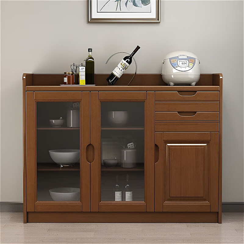 梵盛林2026新款实木餐边柜矮柜餐厅边柜酒柜靠墙现代简约客厅茶水柜碗柜 1.6米海棠色 包入户安装