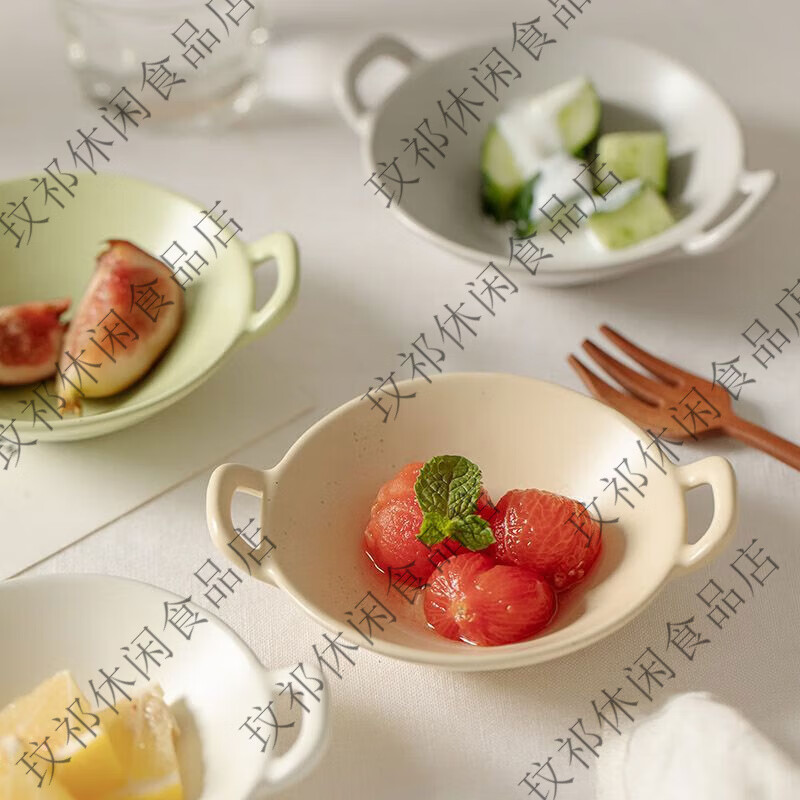 蘸料碟味碟调料碟小碟子调味碟酱料碟小号碗ins陶瓷家用INS风餐具 迷你双耳锅绿色1个装