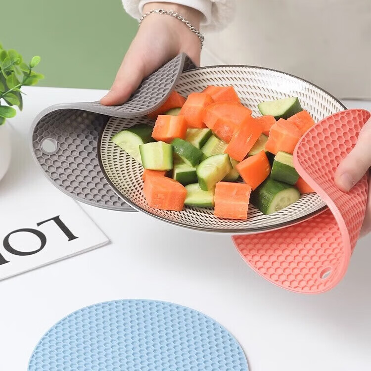 【甄选直发】隔热垫硅胶防烫餐桌垫北欧耐热锅垫砂锅垫子碗家用耐 大号灰色【4片装】