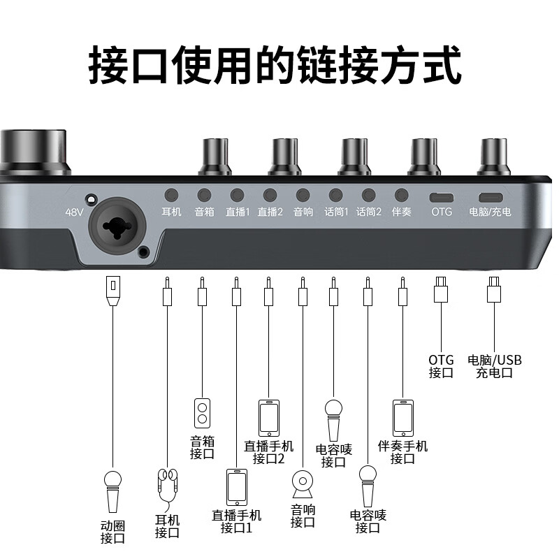 音奈尔（yinail）网红专业外置声卡直播设备48V麦克风一套调音台室内台式电脑录音无线耳机户外手机K歌游戏变音 音奈尔X11+988有线高端电容麦克风