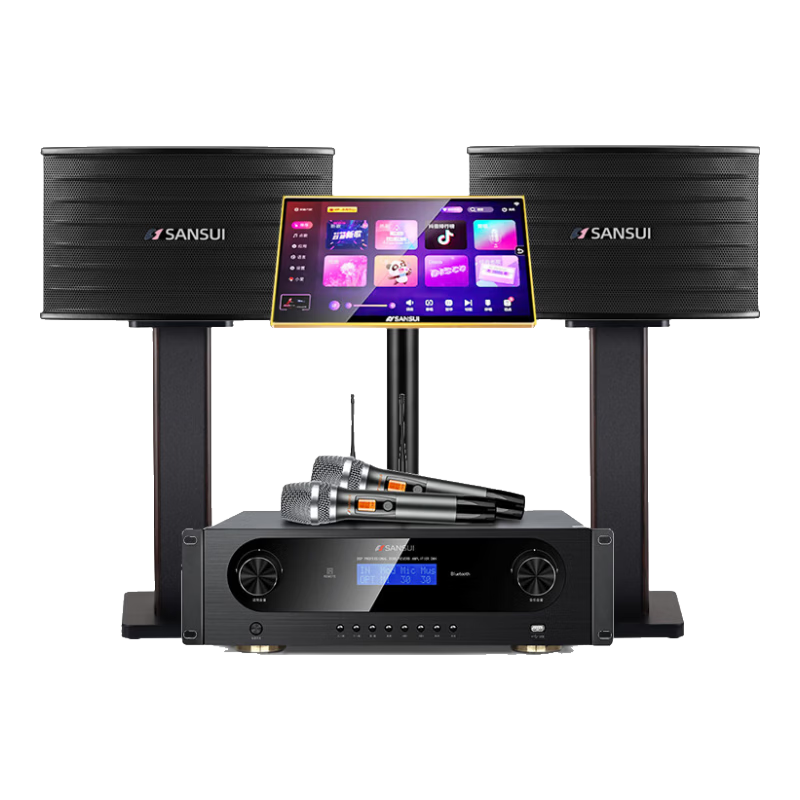 山水（SANSUI）PK09专业ktv音响K歌 会议 大功率家用家庭电视卡拉OK套装 家庭环绕影院电视重低音炮K歌音响 【推荐】山水PK09+功放+话筒+点歌机+低音炮