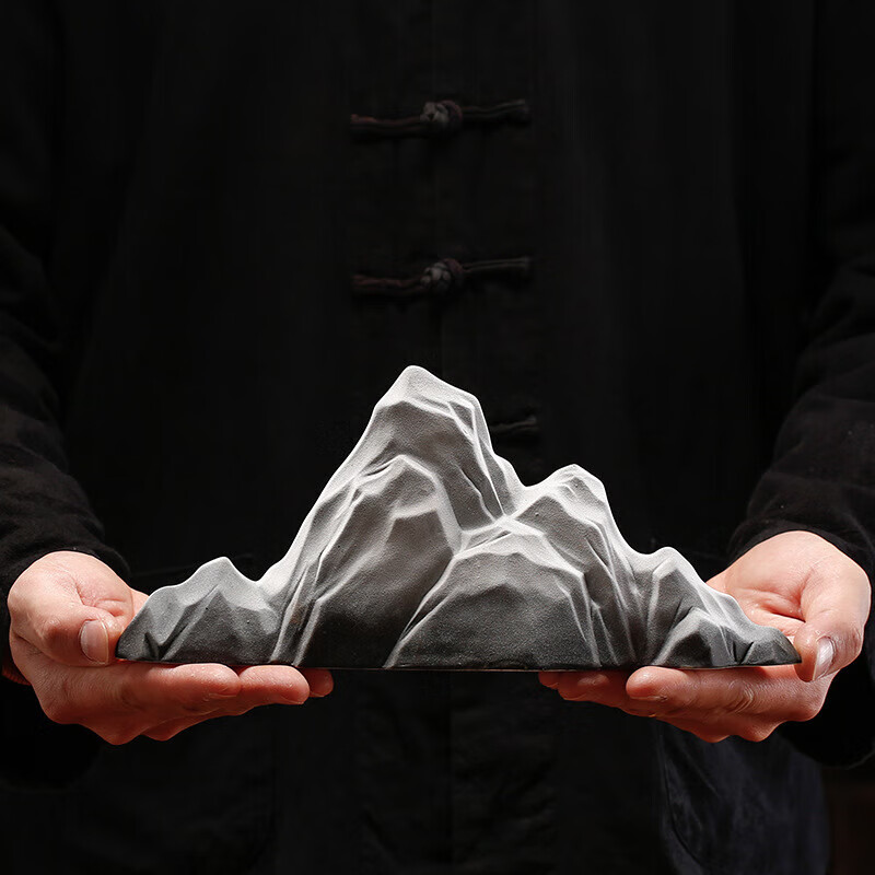 楚阙【优选直发】陶瓷假山摆件鱼缸造景假山盆景微景观山峰沙盘客厅玄 【白瓷】中号假山