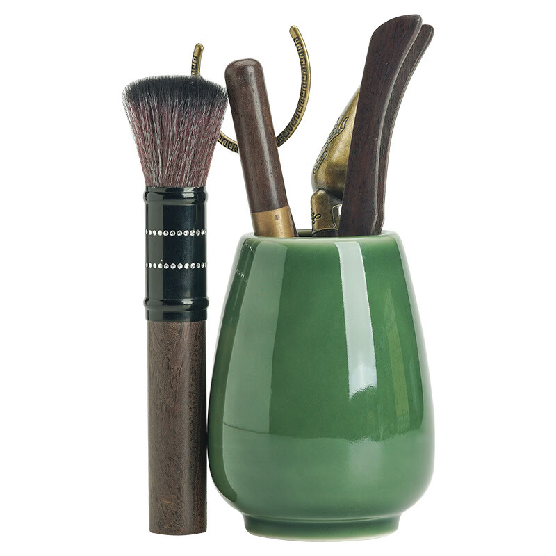 语森忆青璃茶道六君子 日式手工陶瓷功夫茶具配件茶刀茶夹茶勺木 青璃无寂茶道六君子