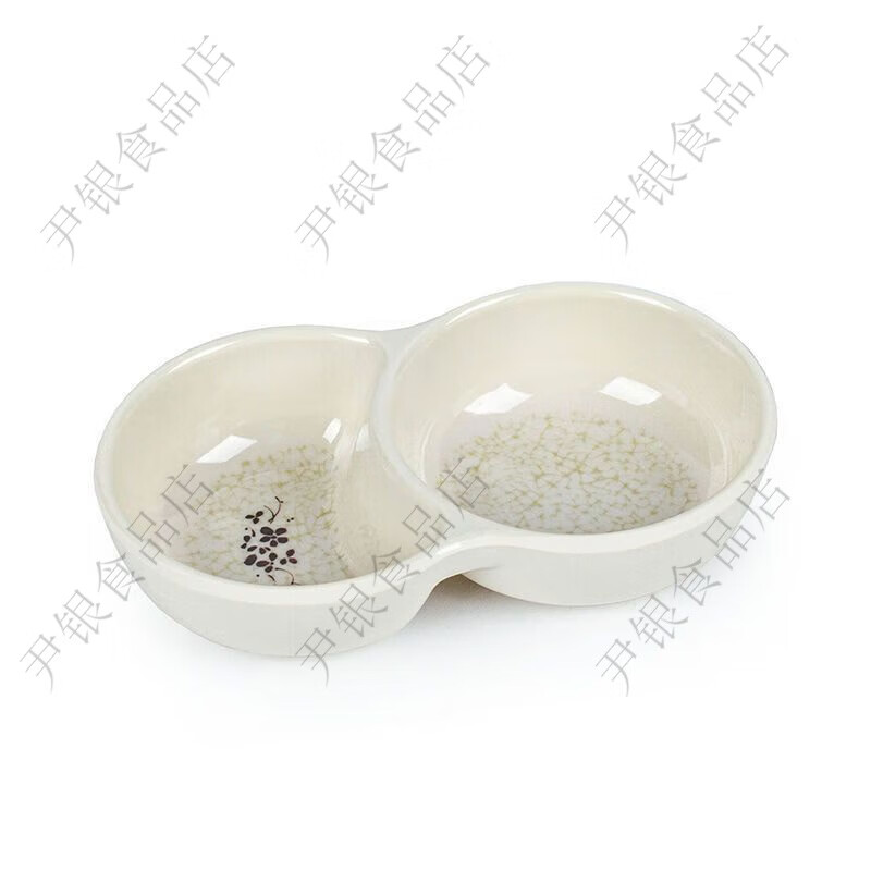 10个双格火锅店味碟蘸碟调料碟密胺仿瓷小碟自助蘸酱油醋碟子商用 双格碟--10个装 白色