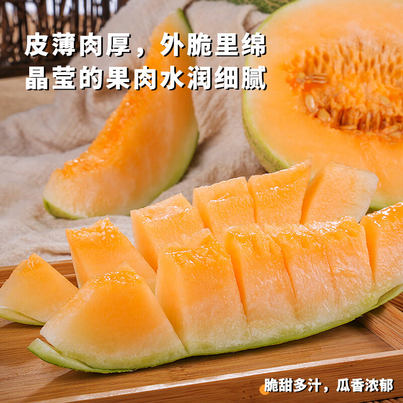 榴某某海南哈密瓜新鲜现摘网纹瓜脆甜多汁【产地直发】当季时令鲜果整箱 5斤带箱【净重4.8斤】2-4个装