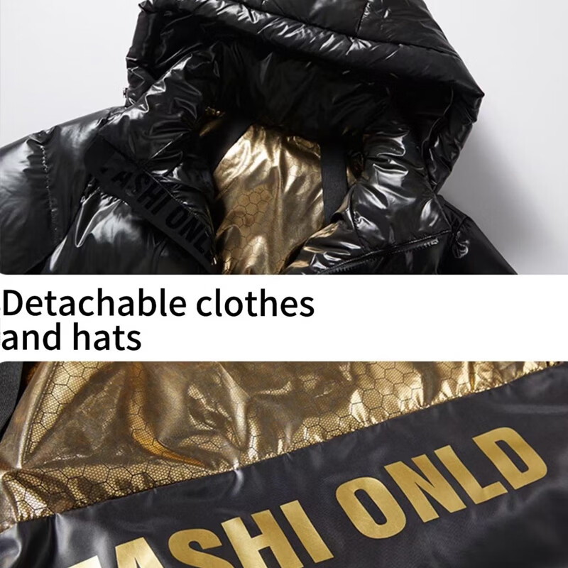 迈途【加厚保暖】黑金棉服连帽可脱卸秋冬高级感外穿外套防寒棉袄男女 黑金棉衣 XL