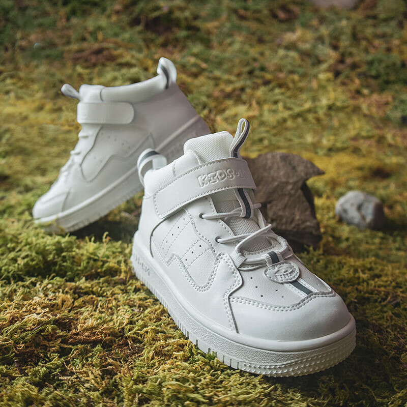 kids.ing【售罄不补】34-37码校园小白鞋儿童板鞋休闲鞋男女大童运动鞋 白色高帮 35 适合脚长21.6-22cm