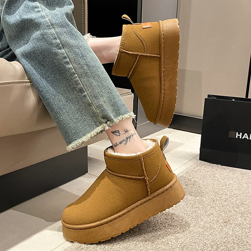 贝婴初(BEIYINGCHU)雪地靴女款短筒加绒加厚保暖棉鞋防滑冬季新款鞋子女学生韩版女鞋 黑色升级款 41