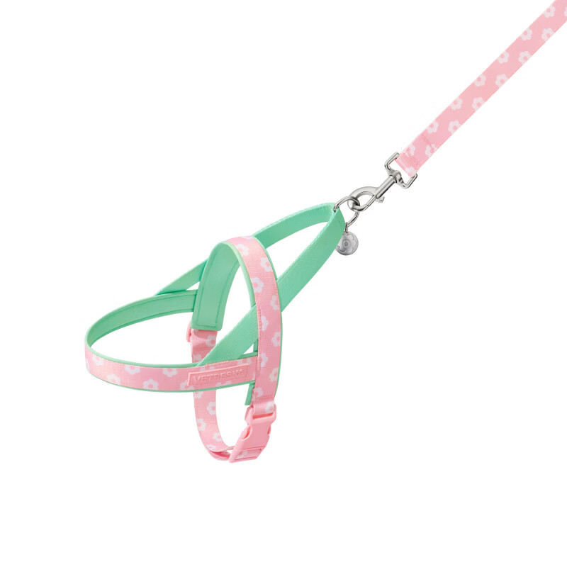 未卡花花胸背牵引绳遛狗出行宠物狗绳子大中小型犬 花花胸背牵引绳套装-XS
