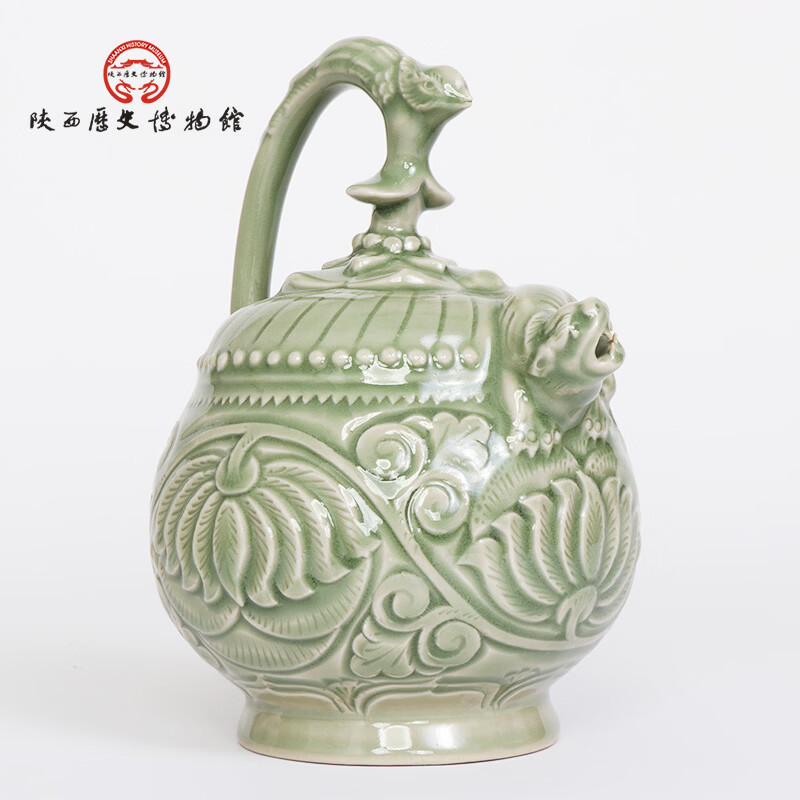 陕西歴史博物館陕西历史博物馆青釉提梁倒注壶文创礼物摆件长辈商务礼物礼盒装 大倒注流壶约 680ML