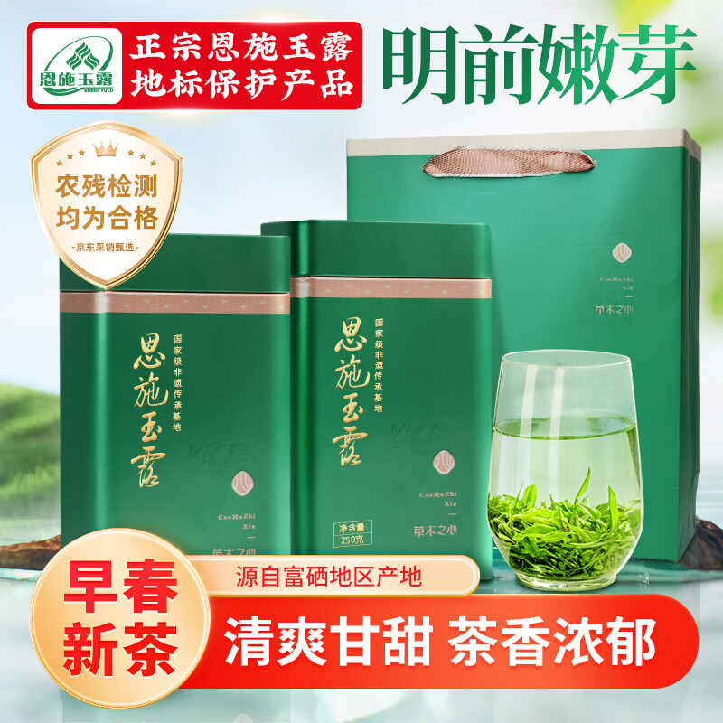 恩施玉露恩施绿茶冷泡茶硒茶500g产区特级茶叶蒸青茗茶新茶年货节送礼品