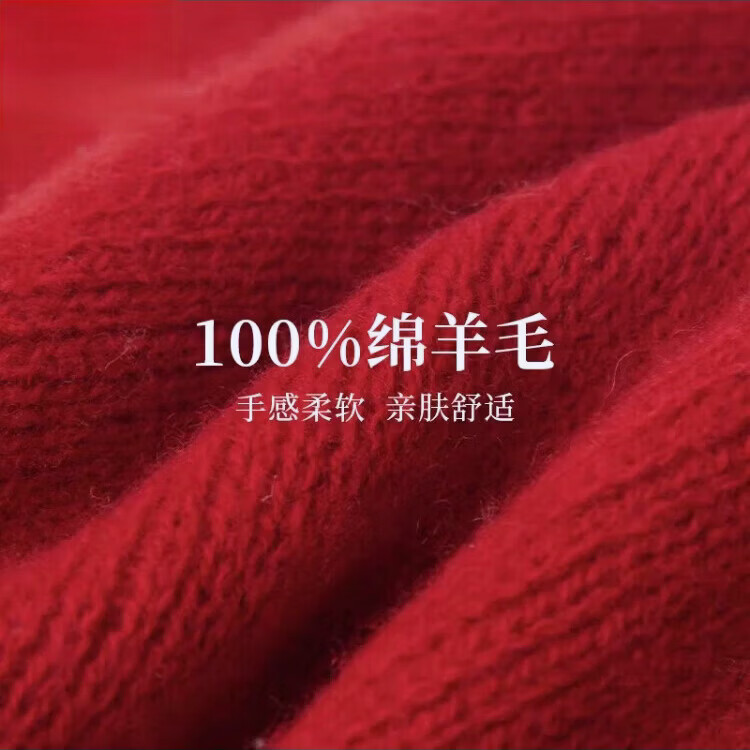 BGUG100%羊毛围巾女秋冬季红色加厚保暖围脖送女朋友老婆新年生日礼物 红色条纹【轻奢高档礼盒装】 送女生闺蜜实用款