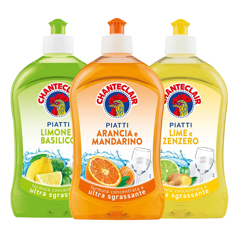 大公鸡管家（CHANTE CLAIR）意大利进口 浓缩洗洁精家用厨房餐具清洁 轻松去油 不伤手 香型混合 500ml *3